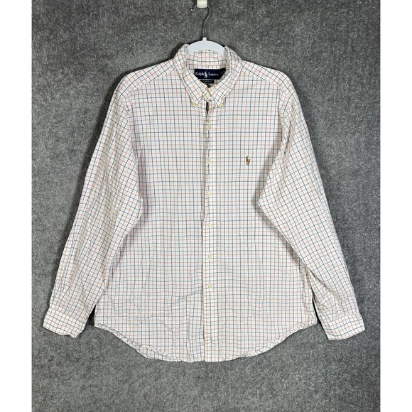 Ralph Lauren Classic Fit Windowpane Button Down Dress Shirt Mens Size 16.5 Large - Picture 1 of 16